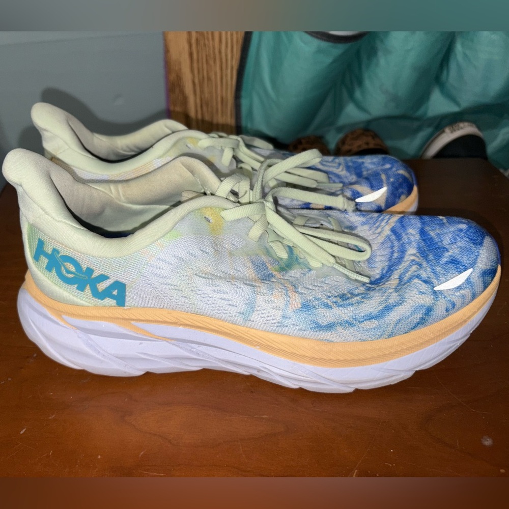 Hoka Blue and Orange Athletic Shoes